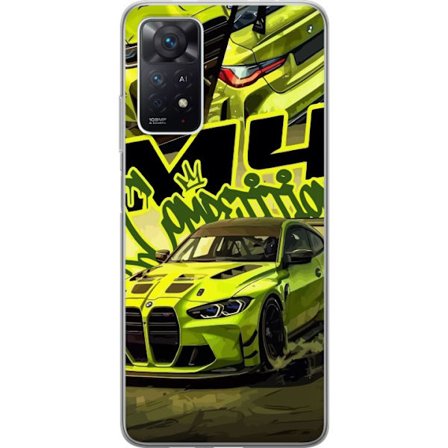 Kompatibel Mobilcover til Xiaomi Redmi Note 11 Pro 5G Bluey-familien i glad tegnestil med blomsterbaggrund og legende farvepalet