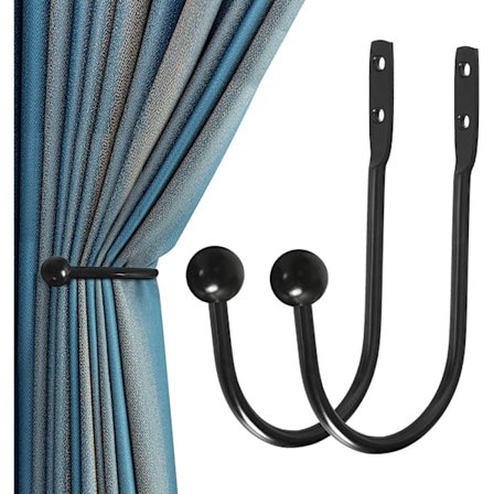 Gardinholder, 2 stk. veggmonterte gardinholdere med skrue