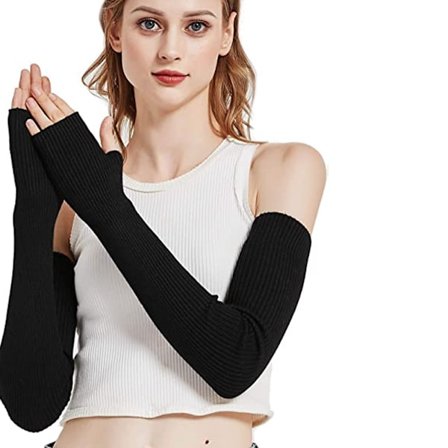 Dam cashmere handskar Dam långa manschetter (svart)