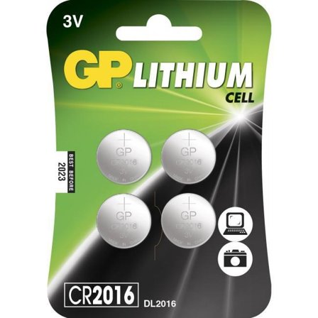 GP Lithium Cell CR2016_ 3V_ 4-pack