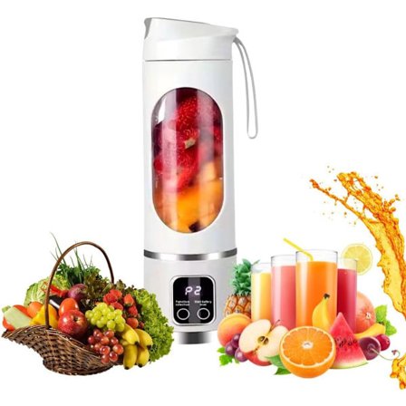 500 ml Blender för Juicer och Smoothies med 12 Rostfria Stålknivar | USB-Uppladdningsbar och Multi-Hastighet | Blender med 50W Strömförsörjning | BPA-