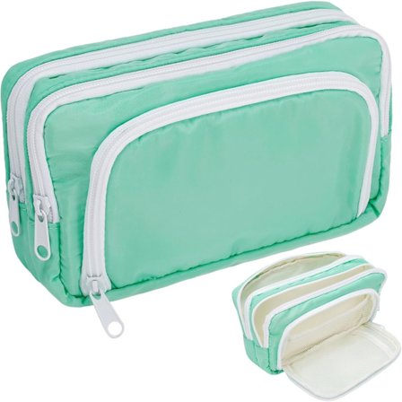 Aprikos Pennetui med Lommer Stor Pennetui Multifunktionel Pennetui Preppy Pennetui Papirvarer Organizer Æstetiske Makeuptasker