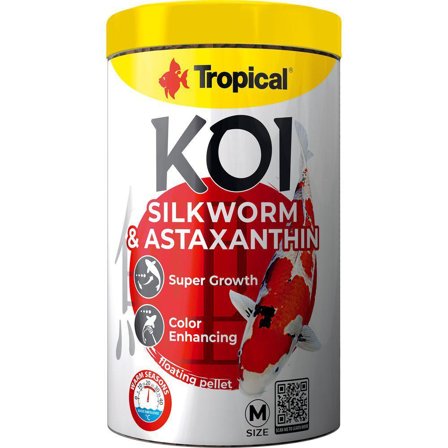Tropical Koi Silkworm & Astaxanthin Pellet Fiskefôr M - 1L