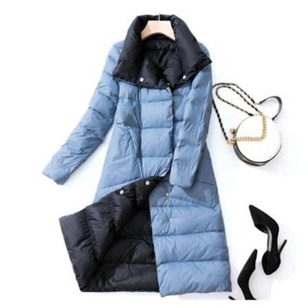 Avtagbar Huva För Kvinnor För Vinter Över Knä Blue 2xl