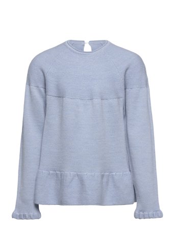 Merino Knit Blouse With Frill Bluse Tunika Blå Copenhagen Colors*Betinget Tilbud
