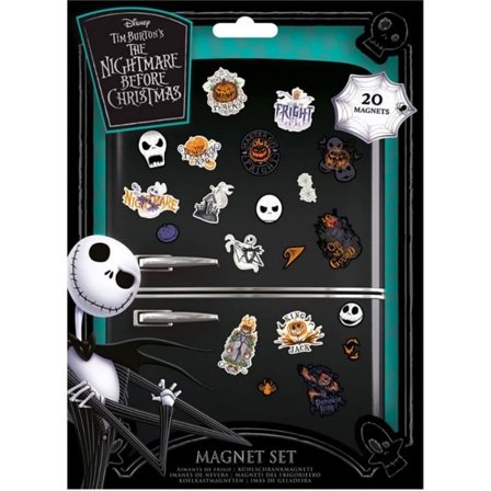 Nightmare Before Christmas kylskåpsmagnet (paket med 20) 70 mm x 50 svart/vit/orange 70 mm x 50 mm
