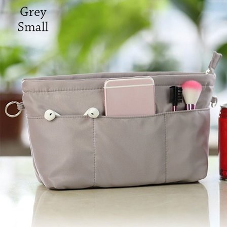 Lägg i kosmetikaväska Linnerväska GRÅ LITEN