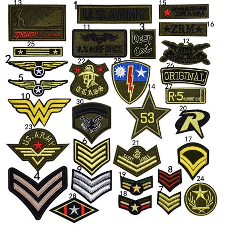 30 st Soldat Märken Barn Broderad Patch Sy På/Stryka På Patch