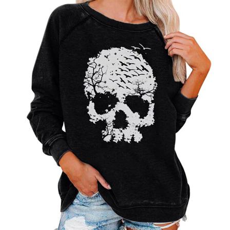 Toppar Med Print För Damer Halloween- Printed Tröja