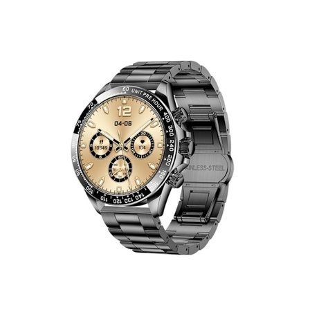 Smartwatch med Bluetooth-samtal, roterbar knapp, pulsmätning och blodtrycksmätning, svart