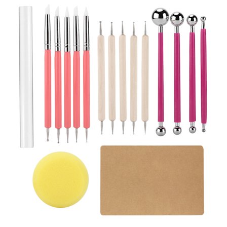 17 stk leireverktøy i akryl, tre og rustfritt stål for håndverksprosjekter