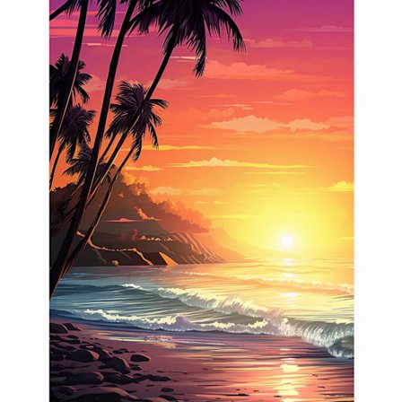 Diamantmaleri-sæt med havudsigt ved solnedgang: 5D fuld boremaskine, romantisk landskab, skinnende diamanter, gør-det-selv-håndværk til 