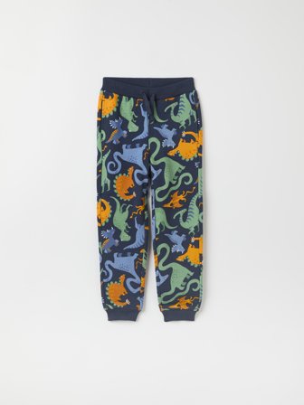Polarn O. Pyret - Sweatpants with pockets and dinosaur print - 98 - Childrenswear - blue
