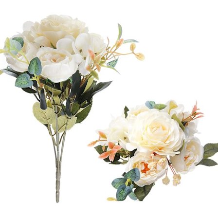 2 Kimppua Kukkien Teko Pioni Tekokukka Valkoinen Elegantti