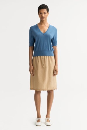 Soft Goat - Featherlight v-neck - Women cashmere sweater - L - Azure