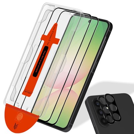 2-pakning Samsung A56 Skjermbeskytter & 2-pakning Linsebeskytter - Herdet Glass | [Automatisk Installasjon] - Boblefri