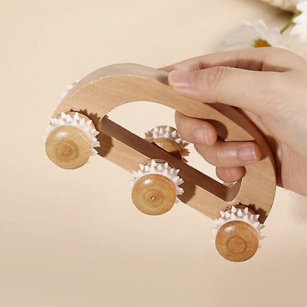 Handhållen massagerulle för ömma muskler, träterapimassageverktyg för kroppen, träfascia-rulle för djupvävnad, lymfdräneringsmassageapparat för ben