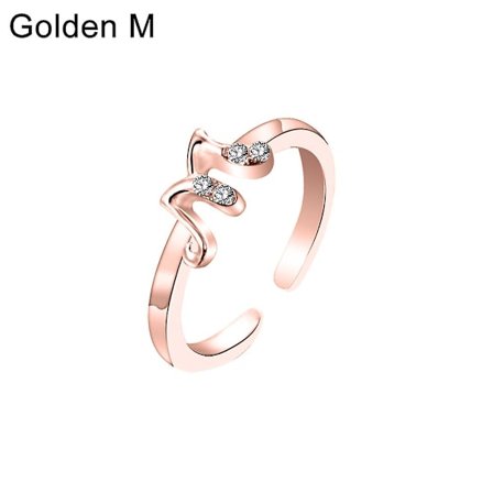 Mode Kvinnor Enkel A Till Z Engelska Alfabetet Bokstav Rhinestone Öppen Ring Smycken