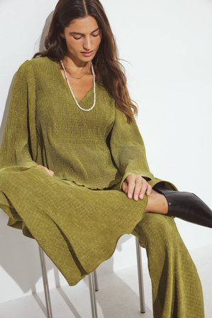 NA-KD ART - Bluse med V-hals - Bluser - Grønn - EU 36