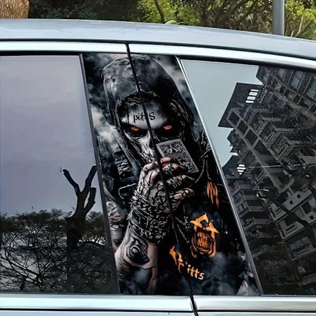 2 stk. IMACar Dekoration Dykker B-stolpe Klistermærker med Kranium - Vandtætte og Ridsefaste, Eksklusiv Kvalitet