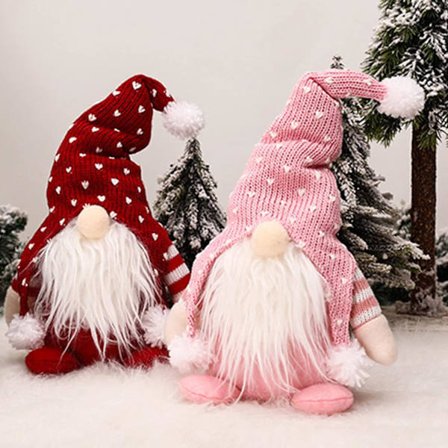 Jultomtedekorationer, tomtar med långa plyschhattar, jultomtar