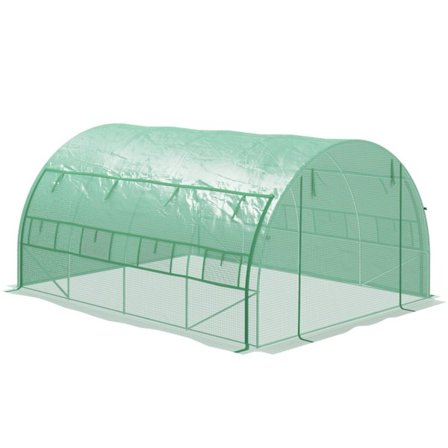 Film Drivhus Polytunnel 3,97X3X2M Walk-In, Uv-Beskyttelse, Roll-Up Covers, Stål, Grøn