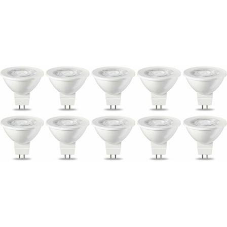 Pakke med 10 LED-pærer GU5.3 MR16 5 W varm hvid ikke-dimbare, 220 V [Energiklasse G]