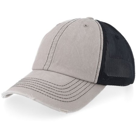 Equip - Grå trucker Keps - Distressed Stone/Black Pigment Washed Dad Cap Trucker @ Hatstore