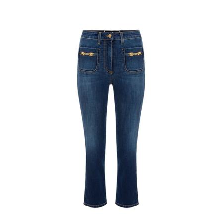 Elisabetta Franchi, Cropped Jeans Blauw, Dames, Maat:W30