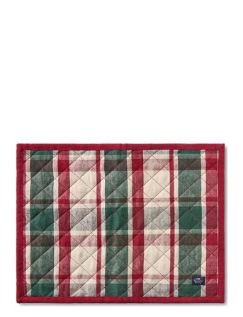 Lexington Home Quilted Checked Linen/Cotton Placemat - Red - 35X45CM