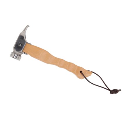 Mini Camping Hammer med træhåndtag, bærbart multifunktionelt design, rustfrit stål med snor