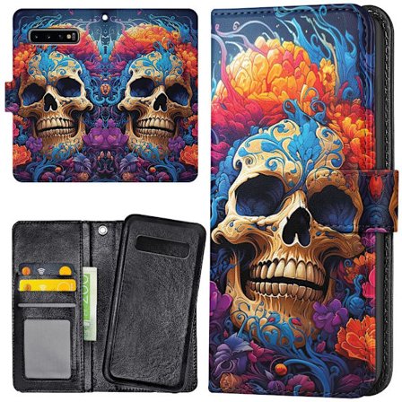 Samsung Galaxy S10 - Plånboksfodral/Skal Skull