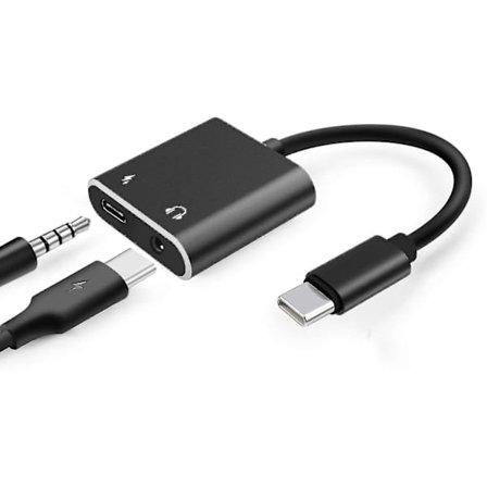USB C-hovedtelefonadapter 2 i 1-adapter 3,5 mm hovedtelefonstik og opladning
