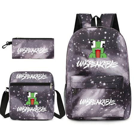 Groda mønster skoletaske Star Sky Grå Tre dele sæt