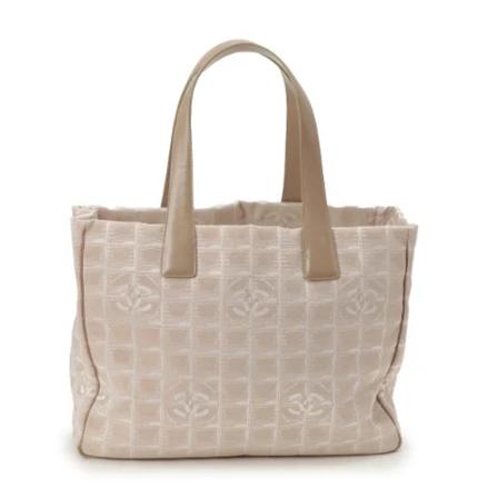 Chanel Vintage, Pre-owned Tote Bags Beige, Dames, Maat:ONE Size,nylon
