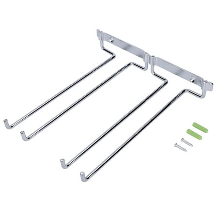 Dobbelt række jern krom vinglas holder vægmonteret glasstativ