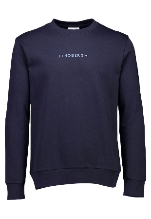 Lindbergh Logo Chest Print O-Neck Sweat Hoodies & sweatshirts Herr Blå L