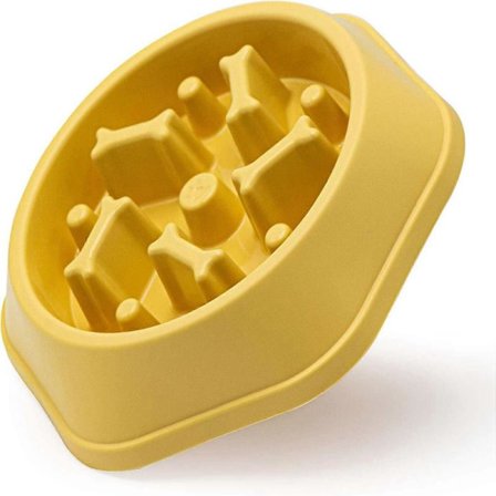 Hund Sakte Fôringsskåler (Gul)