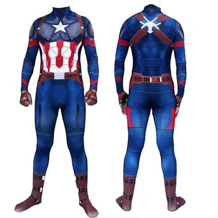Captain America Cosplay Kostyme Jumpsuit Superhelt Fest Halloween Captain Tights Zentai Antrekk Voksen Gutter Asiatisk Størrelse Barn 110 Størrelse-
