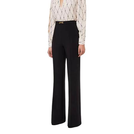 Elisabetta Franchi, Palazzo Trousers With High Waistband Zwart, Dames, Maat:M