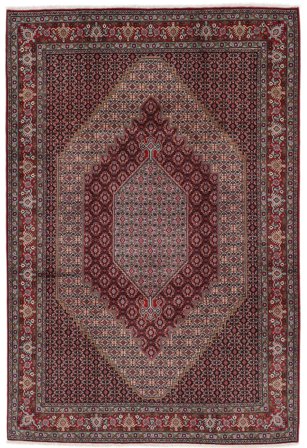 Tapis Senneh 202X302 Noir/Rouge Foncé (Laine, Perse)
