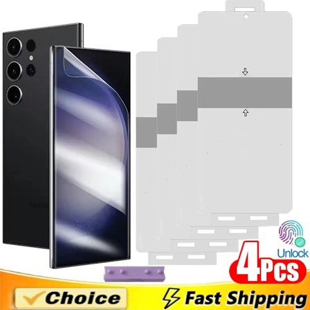 4 st Full Cover TPU Hydrogel Film Skärmskydd för Samsung Galaxy S25 S24 S23 S22 S21 S20 Note 20 Ultra S25 Plus S24 S23 FE