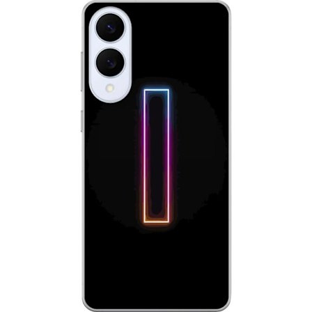 Kompatibel Mobilcover til Samsung Samsung Galaxy S25 Edge Minimalistisk neonbogstav I i regnbuefarver mod mørk baggrund