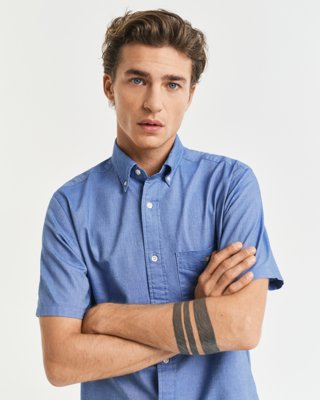 GANT - Regular fit kortermet oxfordskjorte til herre rich blue