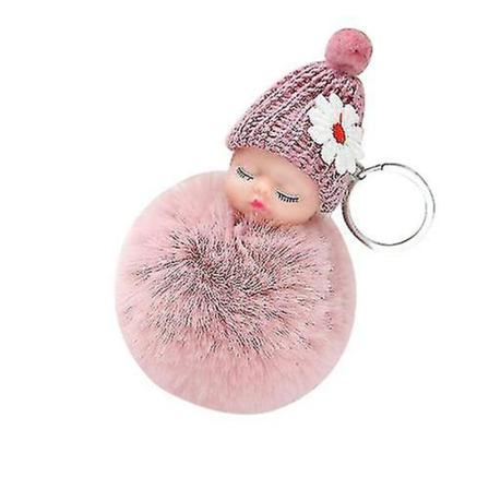 Söt Vintersömndocka, Plyschhängande Nyckelring Pink 8 Cm-13 Cm