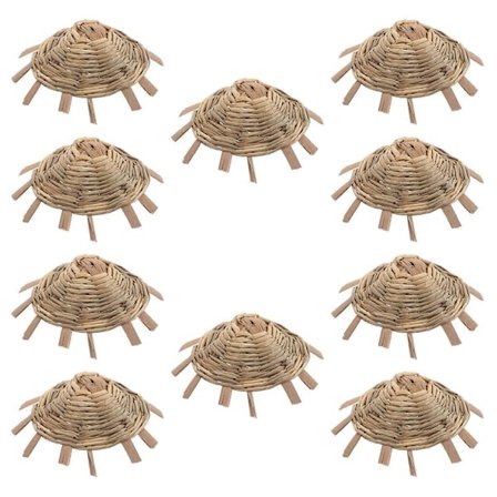 Mini Vævede Stråhatte Små Sombrerohatte DIY Håndværk Dekorativ Brug Kreative Projekter 10 stk