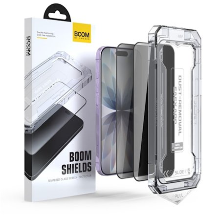 LIVSTIDSGARANTI - BOOM iPhone 17/16 Pro Privacy Härdat Glas Skärmskydd 2st