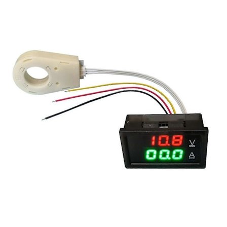 Hall Amperemeter Voltmeter DC 0-300V 50A Batterimonitor LED Digitalt Strømspenningsmåler 12V 24V 36V 48V 60V Bil