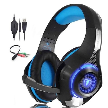 Headset med mikrofon för PS4 Xbox One, Surroundljud Svart Blå