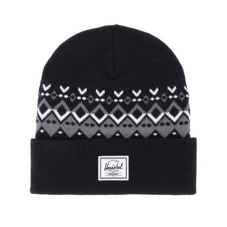 Herschel - Svart cuff Beanie - Elmer Fair Isle Beanie Black Fair Isle Cuff @ Hatstore
